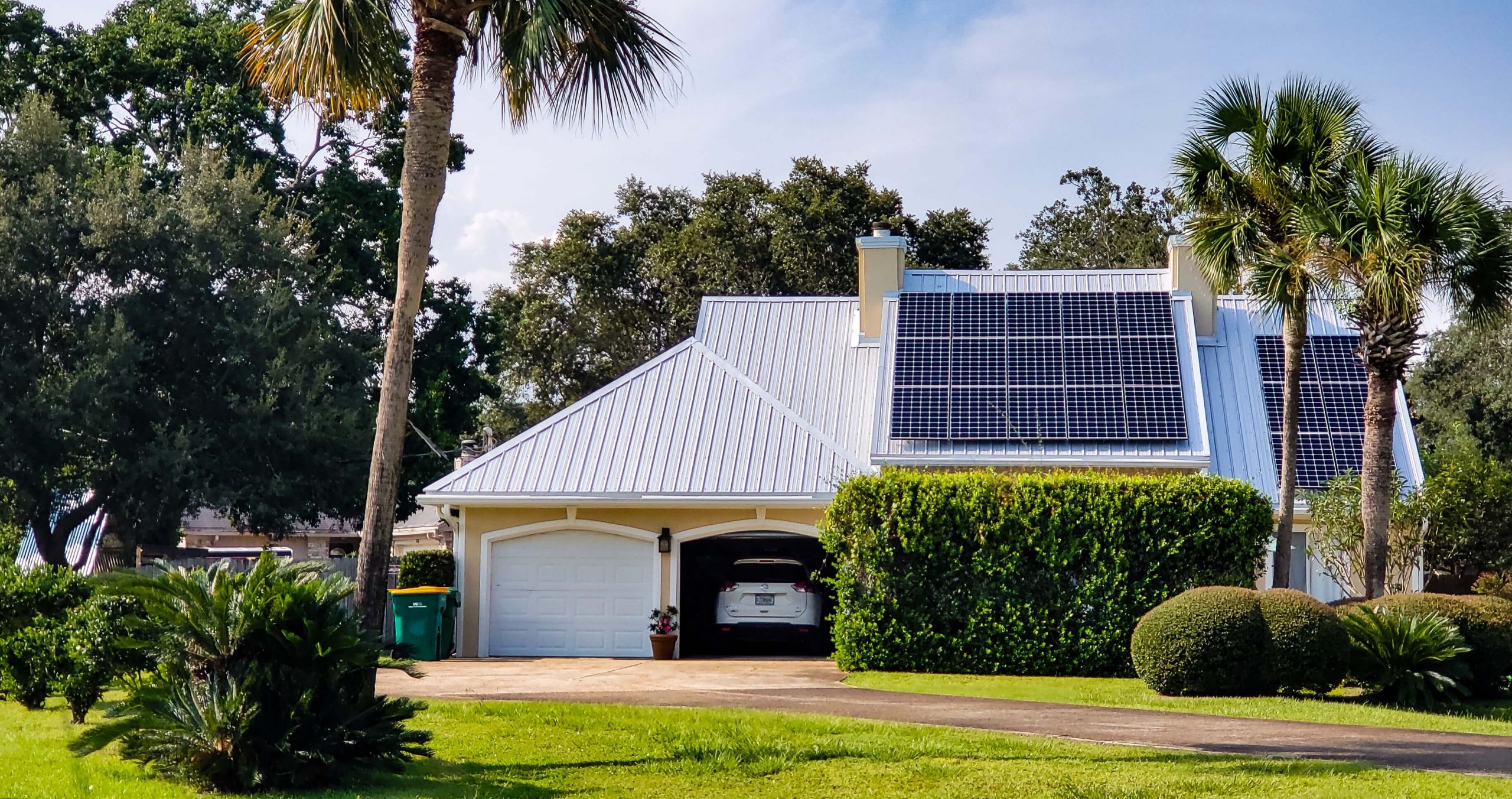 Home with rooftop solar panels